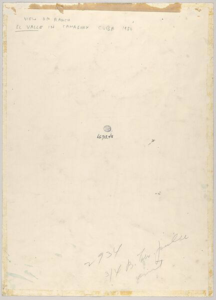 View of Ranch El Valle in Camaguey Cuba 1950, Emilio Sanchez (American (born Cuba), Camagüey 1921–1999), Watercolor