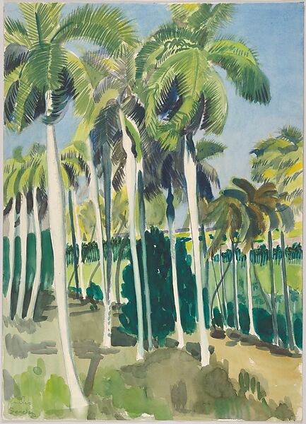 View of Ranch El Valle in Camaguey Cuba 1950, Emilio Sanchez (American (born Cuba), Camagüey 1921–1999), Watercolor 