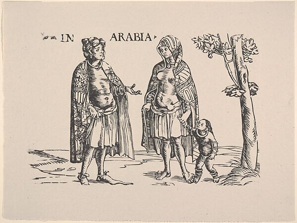 Copy of Natives of Arabia, from Set of Exotic Races, in Holzschnitte alter Meister gedruckt von den Originalstöcken der Sammlung Derschau im besitz des Staatlichen Kupferstich-kabinetts zu Berlin, after Hans Burgkmair (German, Augsburg 1473–1531 Augsburg), Woodcut; Dershau restrike, 1992 