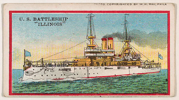 U.S. Battleship Illinois, from the Navy Caramels series (E3) for the American Caramel Company, Lithograph based on photograph copyrighted by W. H. Rau, Commercial color lithograph 