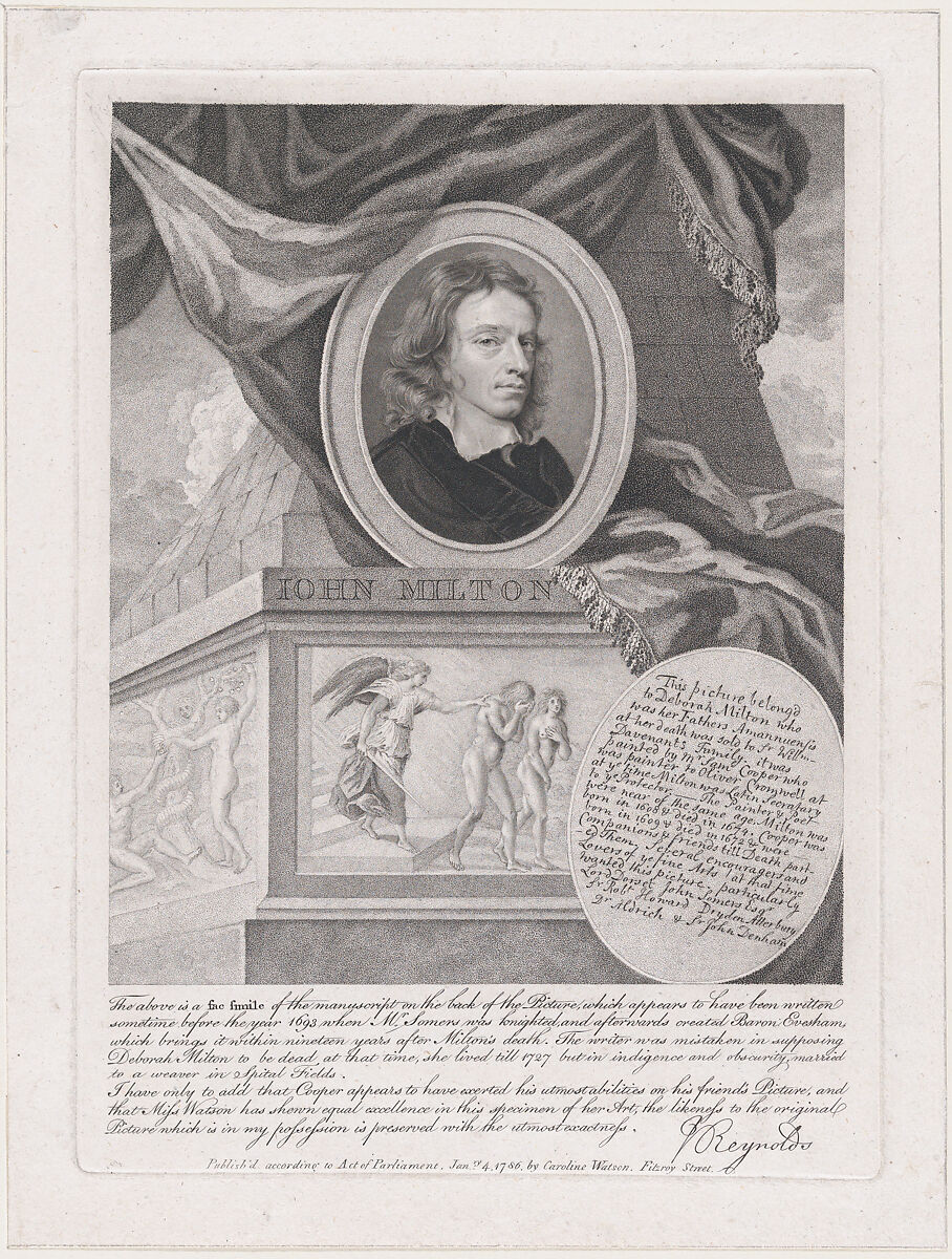 John Milton, Caroline Watson (British, London 1760/61–1814 London), Stipple and engraving 