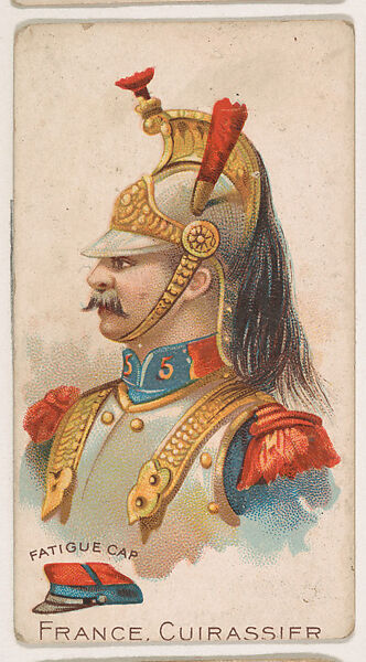 France, Cuirassier, Fatigue Cap, from the Army Cards series (E1) to promote Army Caramels for The Breisch-Williams Co., Inc., Issued by The Breisch-Williams Co., Inc., Oxford, Pennsylvania, Commercial color lithograph 