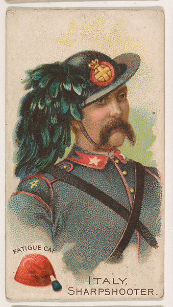 Italy, Sharpshooter, Fatigue Cap, from the Army Cards series (E1) to promote Army Caramels for The Breisch-Williams Co., Inc., Issued by The Breisch-Williams Co., Inc., Oxford, Pennsylvania, Commercial color lithograph 
