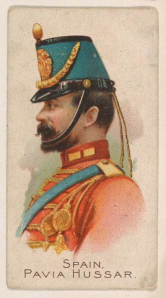 Spain, Pavia Hussar, from the Army Cards series (E1) to promote Army Caramels for The Breisch-Williams Co., Inc., Issued by The Breisch-Williams Co., Inc., Oxford, Pennsylvania, Commercial color lithograph 