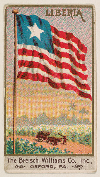 Flag of Liberia, from the Flags series (E17, Type A) for Breisch-Williams Co., Inc., Issued by The Breisch-Williams Co., Inc., Oxford, Pennsylvania, Commercial color lithograph 