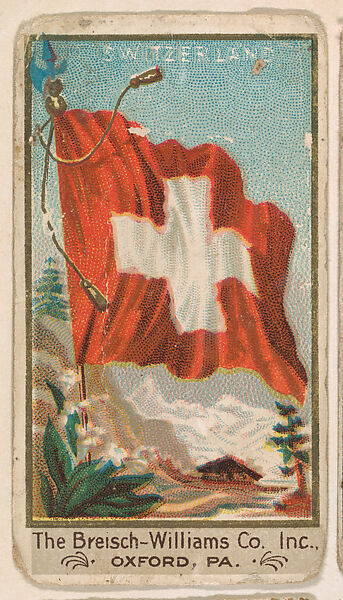 Flag of Switzerland, from the Flags series (E17, Type A) for Breisch-Williams Co., Inc., Issued by The Breisch-Williams Co., Inc., Oxford, Pennsylvania, Commercial color lithograph 