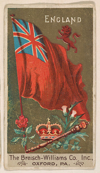 Flag of England, from the Flags series (E17, Type A) for Breisch-Williams Co., Inc., Issued by The Breisch-Williams Co., Inc., Oxford, Pennsylvania, Commercial color lithograph 