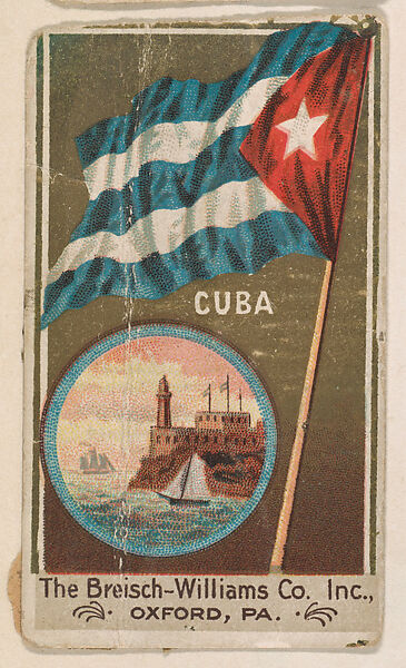 Flag of Cuba, from the Flags series (E17, Type A) for Breisch-Williams Co., Inc., Issued by The Breisch-Williams Co., Inc., Oxford, Pennsylvania, Commercial color lithograph 