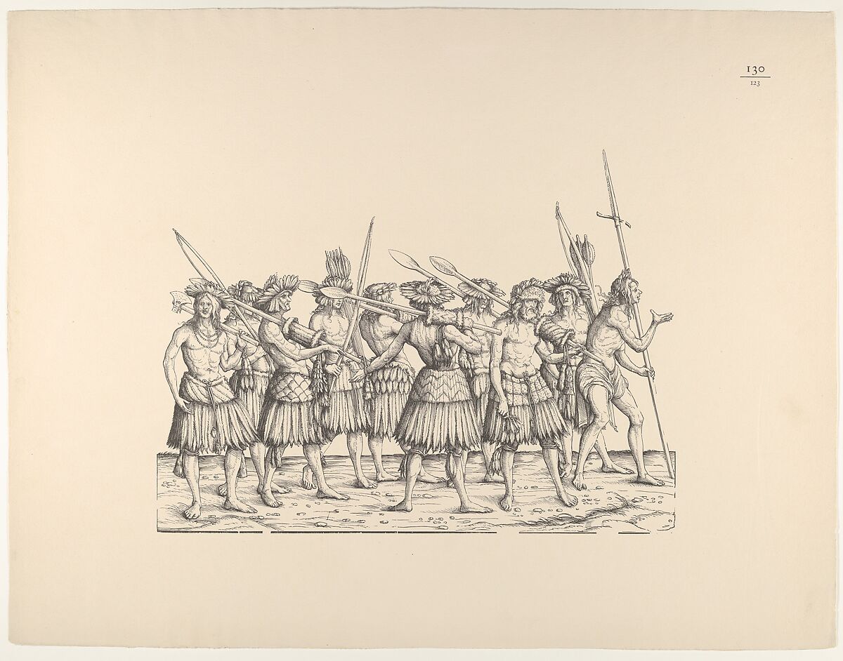 People from Calicut, from The Triumphal Procession of Emperor Maximilian (Triumph Des Kaisers Maximilian I), Hans Burgkmair (German, Augsburg 1473–1531 Augsburg), Woodcut; restrike 