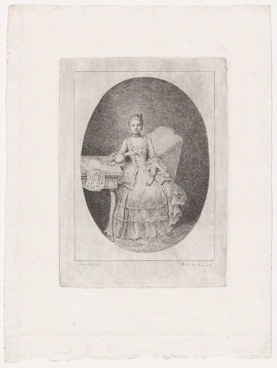 Portrait of Marguerite Le Comte, Claude Henri Watelet (French, Paris 1718–1786 Paris), Etching 