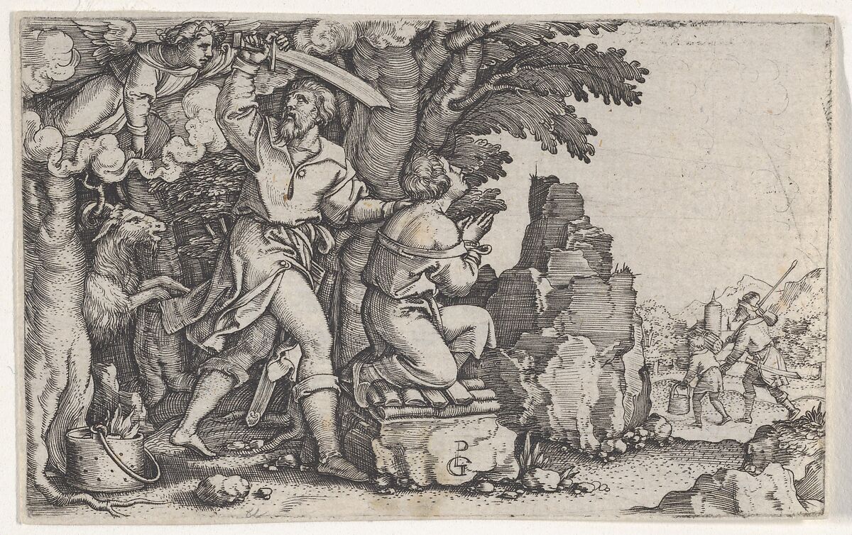 Abraham's Sacrifice, from "The Story of Abraham", Georg Pencz (German, Wroclaw ca. 1500–1550 Leipzig), Engraving 