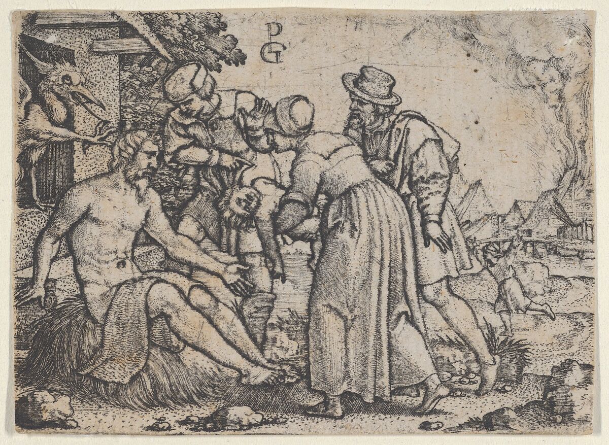 The Persecution of Job, Georg Pencz (German, Wroclaw ca. 1500–1550 Leipzig), Engraving 