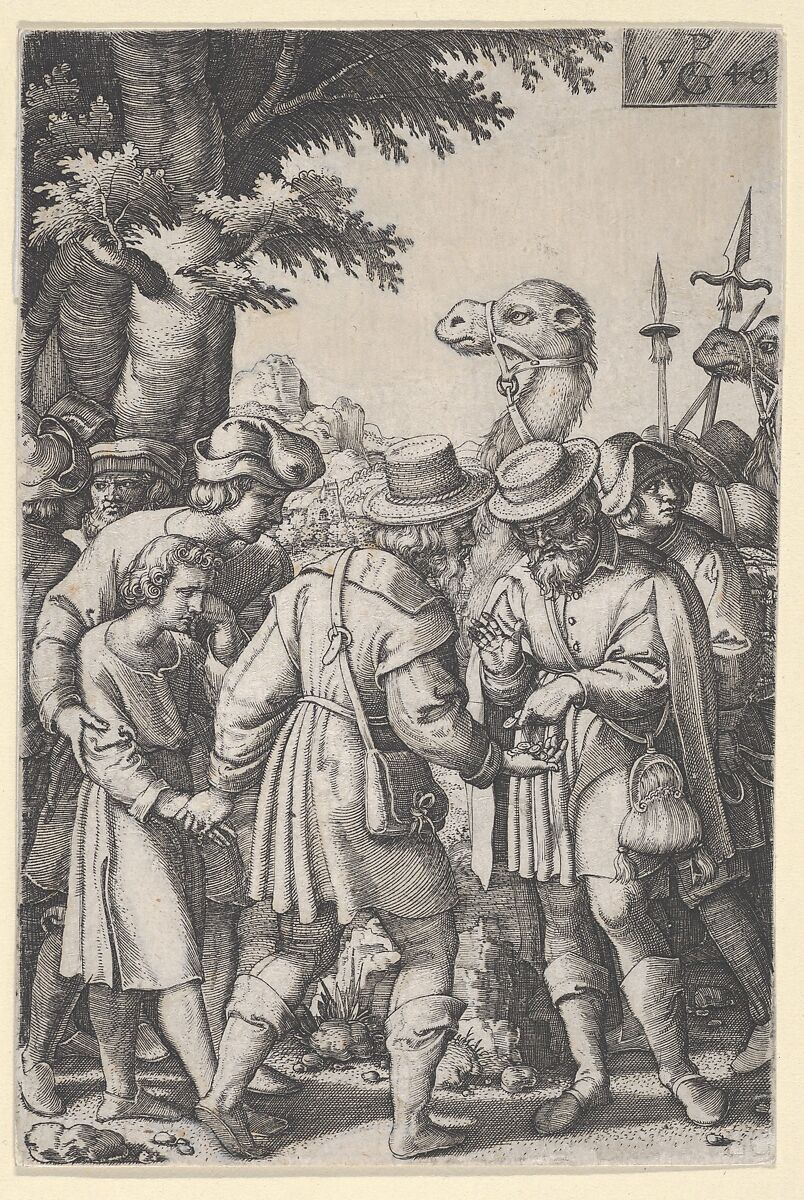 Joseph Sold to the Merchants, from The Story of Joseph, Georg Pencz (German, Wroclaw ca. 1500–1550 Leipzig), Engraving 