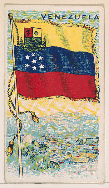 Flag of Venezuela, from the Flags of All Nations series (E18, Type A) issued by Williams Caramel Company to promote Williams Caramel, The Williams Caramel Company, Oxford, Pennsylvania, Commercial color lithograph 