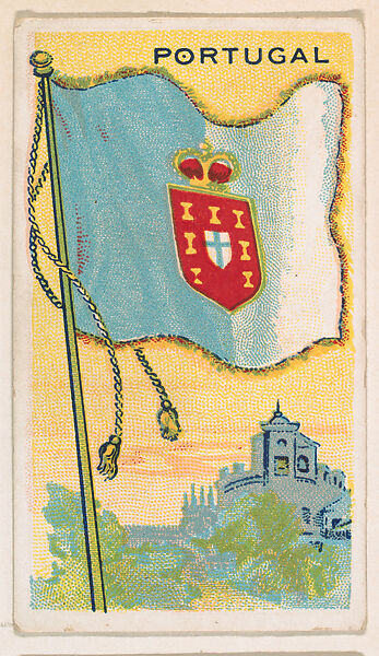 Flag of Portugal, from the Flags of All Nations series (E18, Type A) issued by Williams Caramel Company to promote Williams Caramel, The Williams Caramel Company, Oxford, Pennsylvania, Commercial color lithograph 