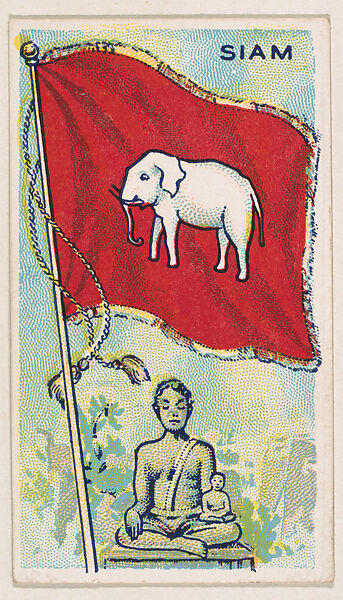 Flag of Siam, from the Flags of All Nations series (E18, Type A) issued by Williams Caramel Company to promote Williams Caramel, The Williams Caramel Company, Oxford, Pennsylvania, Commercial color lithograph 