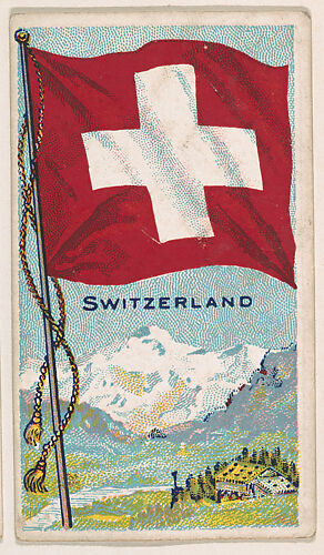 Flag of Switzerland, from the Flags of All Nations series (E18, Type A) issued by Williams Caramel Company to promote Williams Caramel