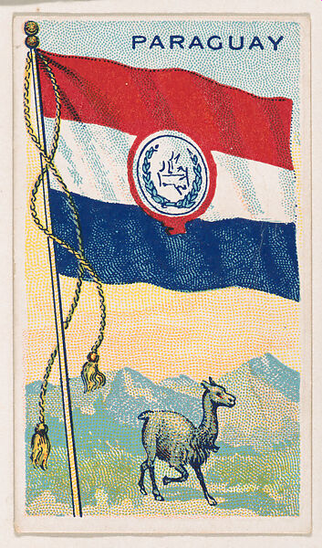 Flag of Paraguay, from the Flags of All Nations series (E18, Type A) issued by Williams Caramel Company to promote Williams Caramel, Issued by The Williams Caramel Company, Oxford, Pennsylvania, Commercial color lithograph 