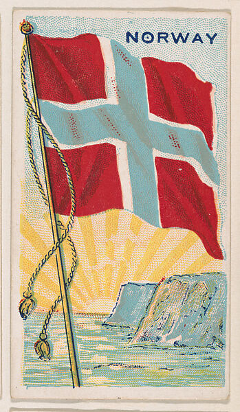 Flag of Norway, from the Flags of All Nations series (E18, Type A) issued by Williams Caramel Company to promote Williams Caramel, Issued by The Williams Caramel Company, Oxford, Pennsylvania, Commercial color lithograph 