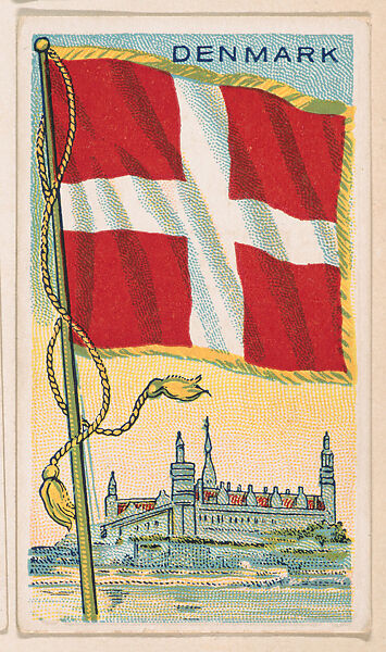 Flag of Denmark, from the Flags of All Nations series (E18, Type A) issued by Williams Caramel Company to promote Williams Caramel, Issued by The Williams Caramel Company, Oxford, Pennsylvania, Commercial color lithograph 