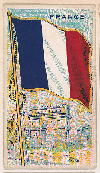 Flag of France, from the Flags of All Nations series (E18, Type A) issued by Williams Caramel Company to promote Williams Caramel, Issued by The Williams Caramel Company, Oxford, Pennsylvania, Commercial color lithograph 