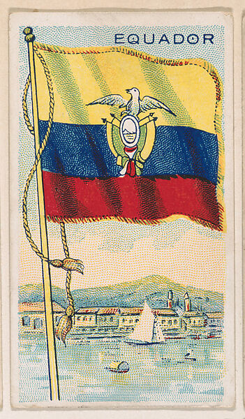 Flag of Ecuador, from the Flags of All Nations series (E18, Type A) issued by Williams Caramel Company to promote Williams Caramel, Issued by The Williams Caramel Company, Oxford, Pennsylvania, Commercial color lithograph 