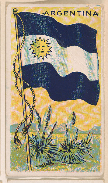 Flag of Argentina, from the Flags of All Nations series (E18, Type A) issued by Williams Caramel Company to promote Williams Caramel, Issued by The Williams Caramel Company, Oxford, Pennsylvania, Commercial color lithograph 