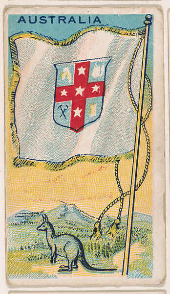 Flag of Australia, from the Flags of All Nations series (E18, Type A) issued by Williams Caramel Company to promote Williams Caramel, Issued by The Williams Caramel Company, Oxford, Pennsylvania, Commercial color lithograph 