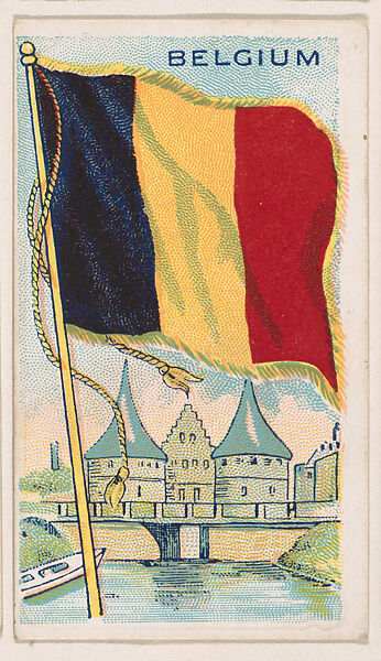 Flag of Belgium, from the Flags of All Nations series (E18, Type A) issued by Williams Caramel Company to promote Williams Caramel, Issued by The Williams Caramel Company, Oxford, Pennsylvania, Commercial color lithograph 