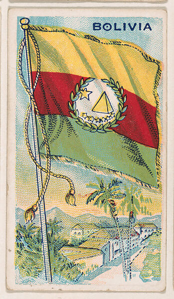 Flag of Bolivia, from the Flags of All Nations series (E18, Type A) issued by Williams Caramel Company to promote Williams Caramel, Issued by The Williams Caramel Company, Oxford, Pennsylvania, Commercial color lithograph 