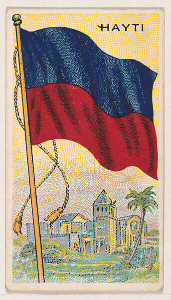 Flag of Haiti, from the New Flags series (E18, Type B) issued by Charles F. Adams Manufacturing Confectioner, Issued by Charles F. Adams, Manufacturing Confectioner, Lancaster, Pennsylvania, Commercial color lithograph 