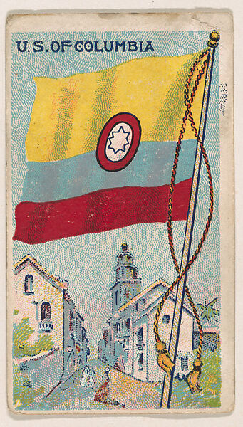 Flag of United States of Columbia, from the New Flags series (E18, Type B) issued by Charles F. Adams Manufacturing Confectioner, Issued by Charles F. Adams, Manufacturing Confectioner, Lancaster, Pennsylvania, Commercial color lithograph 