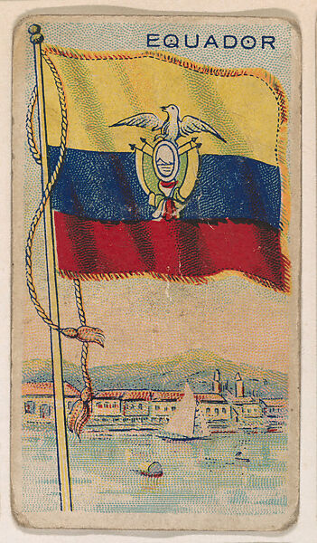 Flag of Ecuador, from the Flag Gum series (E18, Type C) issued by John H. Dockman & Son, Issued by John H. Dockman &amp; Son, Baltimore, Commercial color lithograph 