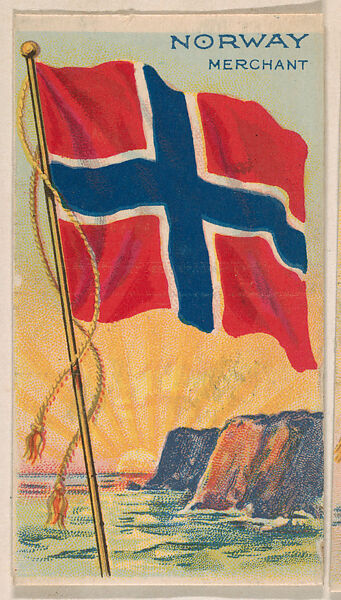 Merchant Flag of Norway, from the Flagum series (E18, Type D) issued by the American Chewing Products Corp., Issued by the American Chewing Products Corp., Newark, New Jersey, Commercial color lithograph 