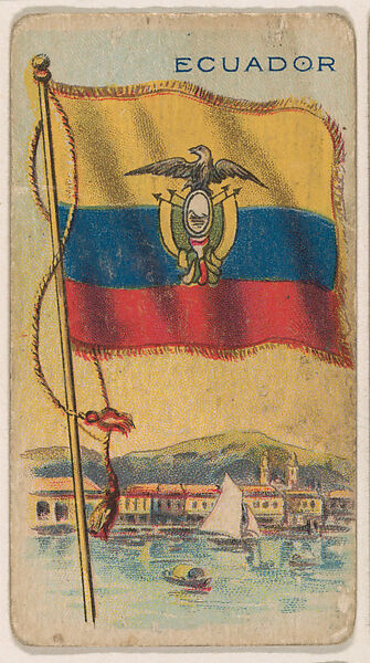 Flag of Ecuador, from the Flagum series (E18, Type D) issued by the American Chewing Products Corp., Issued by the American Chewing Products Corp., Newark, New Jersey, Commercial color lithograph 