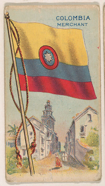 Merchant Flag of Colombia, from the Flagum series (E18, Type D) issued by the American Chewing Products Corp., Issued by the American Chewing Products Corp., Newark, New Jersey, Commercial color lithograph 