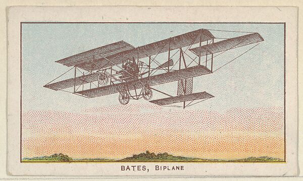 Bates, Biplane, from the Airships series (E40) issued by the Philadelphia Caramel Company, Issued by the Philadelphia Caramel Co., Camden, New Jersey, Commercial color lithograph 