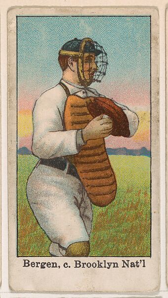 Bergen, Catcher, Brooklyn, National League, from the 50 Ball Players series (E101), Issued by Anonymous, American, 20th century, Commercial color lithograph 