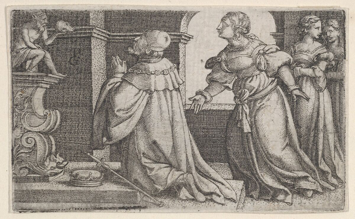Solomon Worshipping Idols, Georg Pencz (German, Wroclaw ca. 1500–1550 Leipzig), Engraving 