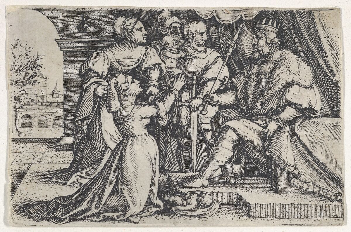 The Judgment of Solomon, Georg Pencz (German, Wroclaw ca. 1500–1550 Leipzig), Engraving 