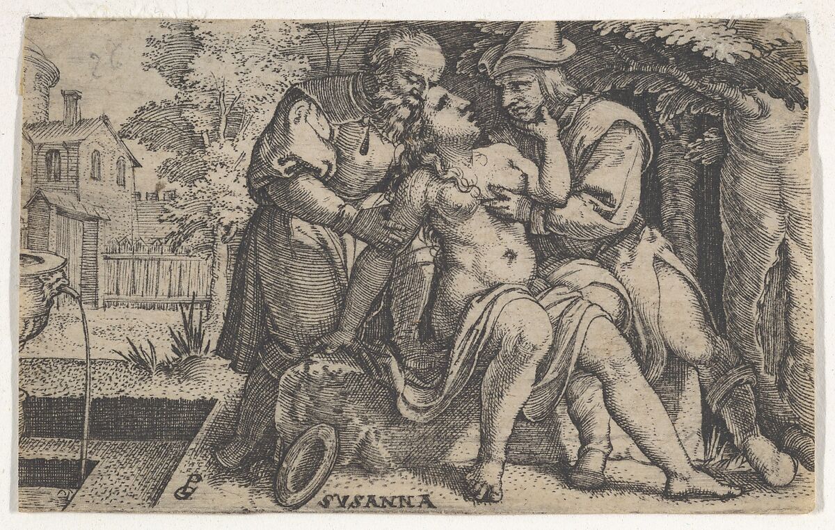 Susanna and the Elders, Georg Pencz (German, Wroclaw ca. 1500–1550 Leipzig), Engraving 