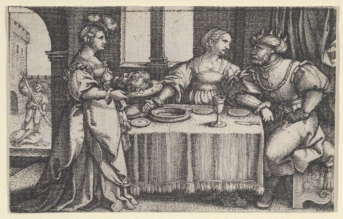Salome with the Head of John the Baptist, Georg Pencz (German, Wroclaw ca. 1500–1550 Leipzig), Engraving 