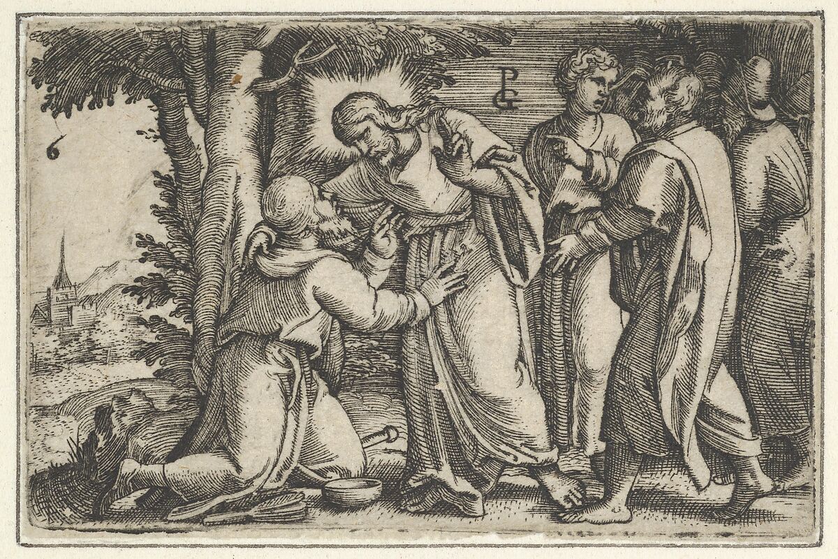 Christ Healing the Leper, from The Story of Christ, Georg Pencz (German, Wroclaw ca. 1500–1550 Leipzig), Engraving 