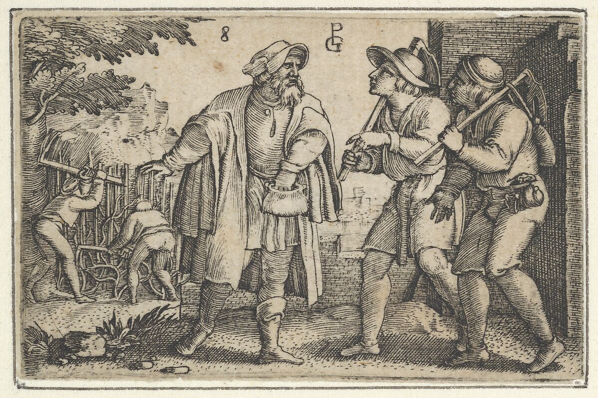 The Parable of the Father and His Two Sons in the Vineyard, from The Story of Christ, Georg Pencz (German, Wroclaw ca. 1500–1550 Leipzig), Engraving 
