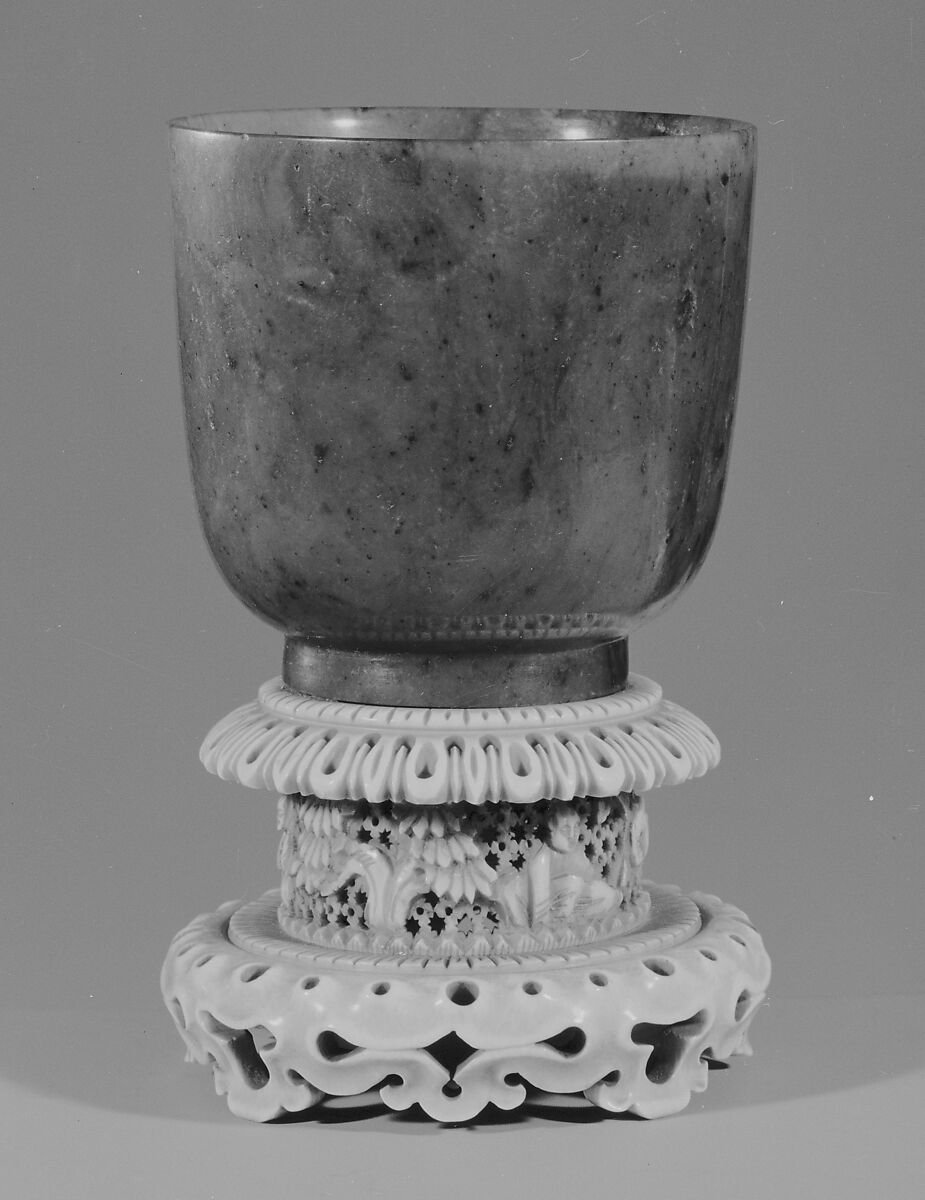 Cup, Jade, ivory stand, China 