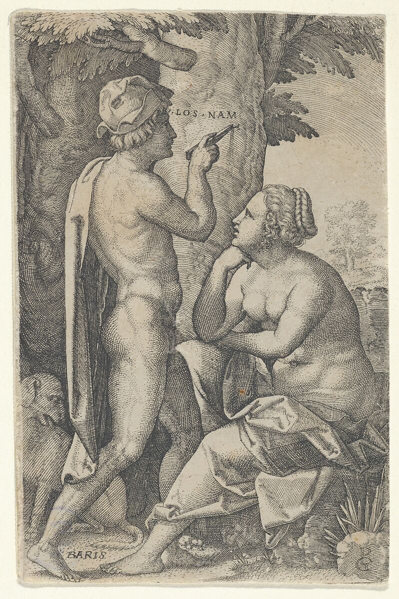 Paris and Oenone, from "The Greek Heroines", Georg Pencz (German, Wroclaw ca. 1500–1550 Leipzig), Engraving 