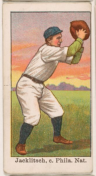 Jacklitsch, Catcher, Philadelphia, National League, from the 50 Ball Players series (E101), Issued by Anonymous, American, 20th century, Commercial color lithograph 