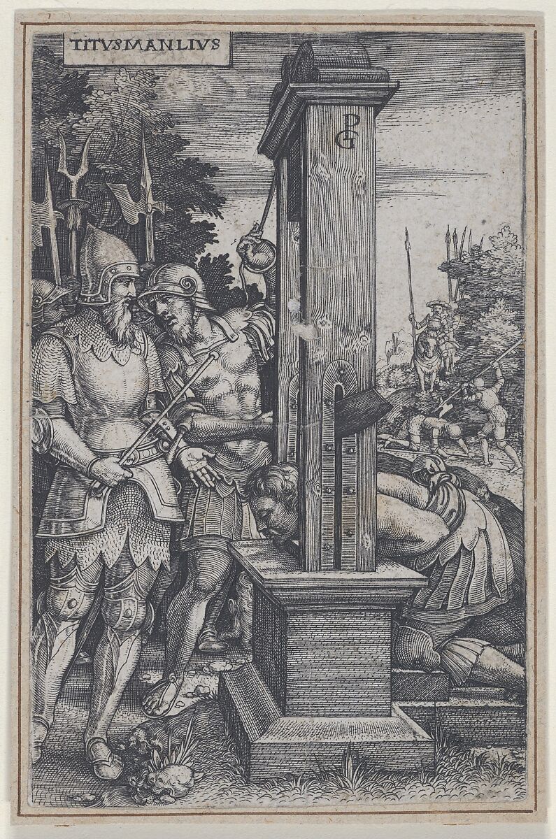 Titus Manlius, from "Roman Heroes", Georg Pencz (German, Wroclaw ca. 1500–1550 Leipzig), Engraving 