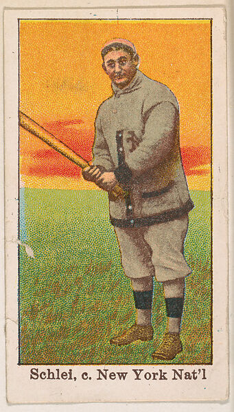 Schlei, Catcher, New York, National League, from the 50 Ball Players series (E101), Issued by Anonymous, American, 20th century, Commercial color lithograph 