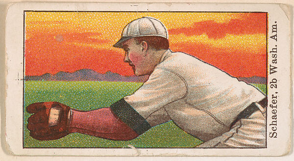 Schaefer, 2nd Base, Washington, American League, from the 50 Ball Players series (E101), Issued by Anonymous, American, 20th century, Commercial color lithograph 
